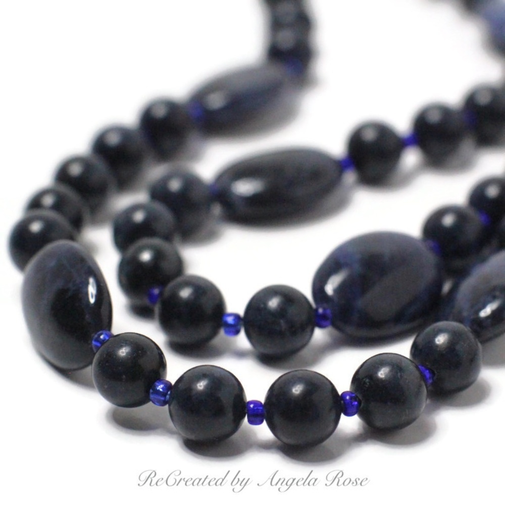 25” Dark Blue Beaded Necklace